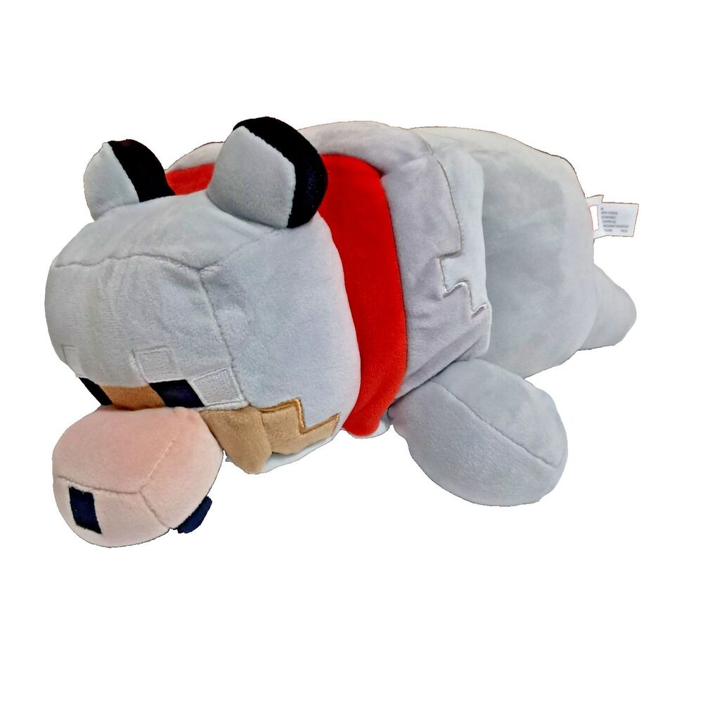 Mattel Minecraft Gray Wolf Plush Stuffed Animal 15" Figure Character Movie 2020